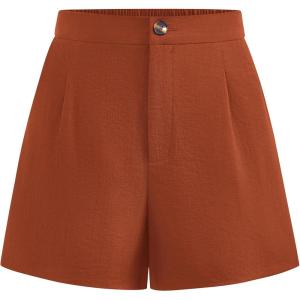 imageBTFBM Womens Shorts Dressy Casual Summer 2025 High Waisted Tailored Pleated Business Work Trouser Shorts with PocketsRust Red