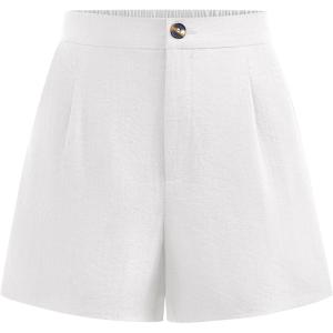 imageBTFBM Womens Shorts Dressy Casual Summer 2025 High Waisted Tailored Pleated Business Work Trouser Shorts with PocketsWhite