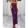 imageBTFBM Womens Floral Maxi Dresses Summer 2025 Strapless Tube Bodycon Mesh Layered Cocktail Party Wedding Guest DressFloral Purple