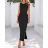 imageBTFBM Womens Knit Bodycon Midi Dress Casual Sleeveless Cover Up Dresses Crew Neck Side Slit Tank Summer Dresses 2025Black
