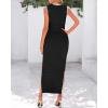 imageBTFBM Womens Knit Bodycon Midi Dress Casual Sleeveless Cover Up Dresses Crew Neck Side Slit Tank Summer Dresses 2025Black
