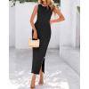 imageBTFBM Womens Knit Bodycon Midi Dress Casual Sleeveless Cover Up Dresses Crew Neck Side Slit Tank Summer Dresses 2025Black