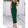 imageBTFBM Womens Knit Bodycon Midi Dress Casual Sleeveless Cover Up Dresses Crew Neck Side Slit Tank Summer Dresses 2025Dark Green