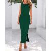 imageBTFBM Womens Knit Bodycon Midi Dress Casual Sleeveless Cover Up Dresses Crew Neck Side Slit Tank Summer Dresses 2025Dark Green