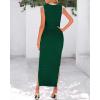 imageBTFBM Womens Knit Bodycon Midi Dress Casual Sleeveless Cover Up Dresses Crew Neck Side Slit Tank Summer Dresses 2025Dark Green