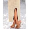 imageBTFBM Womens Knit Bodycon Midi Dress Casual Sleeveless Cover Up Dresses Crew Neck Side Slit Tank Summer Dresses 2025Light Khaki