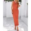 imageBTFBM Womens Knit Bodycon Midi Dress Casual Sleeveless Cover Up Dresses Crew Neck Side Slit Tank Summer Dresses 2025Orange