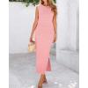 imageBTFBM Womens Knit Bodycon Midi Dress Casual Sleeveless Cover Up Dresses Crew Neck Side Slit Tank Summer Dresses 2025Pink