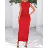 imageBTFBM Womens Knit Bodycon Midi Dress Casual Sleeveless Cover Up Dresses Crew Neck Side Slit Tank Summer Dresses 2025Red