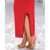 imageBTFBM Womens Knit Bodycon Midi Dress Casual Sleeveless Cover Up Dresses Crew Neck Side Slit Tank Summer Dresses 2025Red