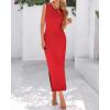 imageBTFBM Womens Knit Bodycon Midi Dress Casual Sleeveless Cover Up Dresses Crew Neck Side Slit Tank Summer Dresses 2025Red