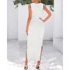 imageBTFBM Womens Knit Bodycon Midi Dress Casual Sleeveless Cover Up Dresses Crew Neck Side Slit Tank Summer Dresses 2025White