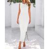 imageBTFBM Womens Knit Bodycon Midi Dress Casual Sleeveless Cover Up Dresses Crew Neck Side Slit Tank Summer Dresses 2025White