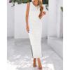 imageBTFBM Womens Knit Bodycon Midi Dress Casual Sleeveless Cover Up Dresses Crew Neck Side Slit Tank Summer Dresses 2025White