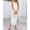 imageBTFBM Womens Knit Bodycon Midi Dress Casual Sleeveless Cover Up Dresses Crew Neck Side Slit Tank Summer Dresses 2025White