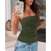 imageBTFBM Womens Strapless Tube Tops 2025 Summer Trendy Casual Ruched Stretchy Going Out Bodycon Bandeau TopArmy Green