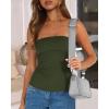 imageBTFBM Womens Strapless Tube Tops 2025 Summer Trendy Casual Ruched Stretchy Going Out Bodycon Bandeau TopArmy Green