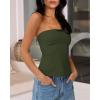 imageBTFBM Womens Strapless Tube Tops 2025 Summer Trendy Casual Ruched Stretchy Going Out Bodycon Bandeau TopArmy Green