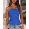imageBTFBM Womens Strapless Tube Tops 2025 Summer Trendy Casual Ruched Stretchy Going Out Bodycon Bandeau TopBlue