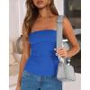 imageBTFBM Womens Strapless Tube Tops 2025 Summer Trendy Casual Ruched Stretchy Going Out Bodycon Bandeau TopBlue