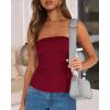 imageBTFBM Womens Strapless Tube Tops 2025 Summer Trendy Casual Ruched Stretchy Going Out Bodycon Bandeau TopWine Red
