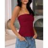 imageBTFBM Womens Strapless Tube Tops 2025 Summer Trendy Casual Ruched Stretchy Going Out Bodycon Bandeau TopWine Red