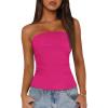 imageBTFBM Womens Strapless Tube Tops 2025 Summer Trendy Casual Ruched Stretchy Going Out Bodycon Bandeau TopRose Red