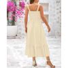 imageBTFBM Summer Maxi Dresses for Women 2025 Sleeveless Square Neck Smocked Flowy Long Beach Vacation Sundress with PocketBeige