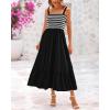 imageBTFBM Summer Maxi Dresses for Women 2025 Sleeveless Square Neck Smocked Flowy Long Beach Vacation Sundress with PocketBlack