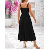 imageBTFBM Summer Maxi Dresses for Women 2025 Sleeveless Square Neck Smocked Flowy Long Beach Vacation Sundress with PocketBlack