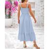 imageBTFBM Summer Maxi Dresses for Women 2025 Sleeveless Square Neck Smocked Flowy Long Beach Vacation Sundress with PocketBlue