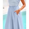 imageBTFBM Summer Maxi Dresses for Women 2025 Sleeveless Square Neck Smocked Flowy Long Beach Vacation Sundress with PocketBlue