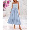 imageBTFBM Summer Maxi Dresses for Women 2025 Sleeveless Square Neck Smocked Flowy Long Beach Vacation Sundress with PocketBlue
