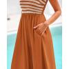 imageBTFBM Summer Maxi Dresses for Women 2025 Sleeveless Square Neck Smocked Flowy Long Beach Vacation Sundress with PocketBrown Yellow