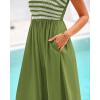 imageBTFBM Summer Maxi Dresses for Women 2025 Sleeveless Square Neck Smocked Flowy Long Beach Vacation Sundress with PocketGreen