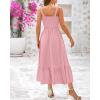 imageBTFBM Summer Maxi Dresses for Women 2025 Sleeveless Square Neck Smocked Flowy Long Beach Vacation Sundress with PocketPink