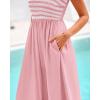 imageBTFBM Summer Maxi Dresses for Women 2025 Sleeveless Square Neck Smocked Flowy Long Beach Vacation Sundress with PocketPink