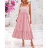 imageBTFBM Summer Maxi Dresses for Women 2025 Sleeveless Square Neck Smocked Flowy Long Beach Vacation Sundress with PocketPink