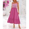imageBTFBM Summer Maxi Dresses for Women 2025 Sleeveless Square Neck Smocked Flowy Long Beach Vacation Sundress with PocketRose Red