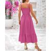imageBTFBM Summer Maxi Dresses for Women 2025 Sleeveless Square Neck Smocked Flowy Long Beach Vacation Sundress with PocketRose Red
