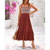 imageBTFBM Summer Maxi Dresses for Women 2025 Sleeveless Square Neck Smocked Flowy Long Beach Vacation Sundress with PocketRust Red
