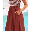 imageBTFBM Summer Maxi Dresses for Women 2025 Sleeveless Square Neck Smocked Flowy Long Beach Vacation Sundress with PocketRust Red