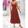 imageBTFBM Summer Maxi Dresses for Women 2025 Sleeveless Square Neck Smocked Flowy Long Beach Vacation Sundress with PocketRust Red