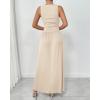 imageBTFBM Women 2025 Summer Sleeveless Ruched Maxi Dresses Boat Neck High Waist Wedding Guest Cocktail Tank Dress PocketsBeige