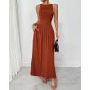 imageBTFBM Women 2025 Summer Sleeveless Ruched Maxi Dresses Boat Neck High Waist Wedding Guest Cocktail Tank Dress PocketsBrick Red