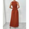 imageBTFBM Women 2025 Summer Sleeveless Ruched Maxi Dresses Boat Neck High Waist Wedding Guest Cocktail Tank Dress PocketsBrick Red