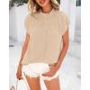 imageBTFBM Womens Dressy Casual Tops 2025 Summer Ruffle Neck Business Work Blouse Puff Short Sleeve Button Down ShirtsApricot