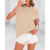 imageBTFBM Womens Dressy Casual Tops 2025 Summer Ruffle Neck Business Work Blouse Puff Short Sleeve Button Down ShirtsApricot