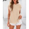 imageBTFBM Womens Dressy Casual Tops 2025 Summer Ruffle Neck Business Work Blouse Puff Short Sleeve Button Down ShirtsApricot