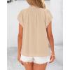 imageBTFBM Womens Dressy Casual Tops 2025 Summer Ruffle Neck Business Work Blouse Puff Short Sleeve Button Down ShirtsApricot